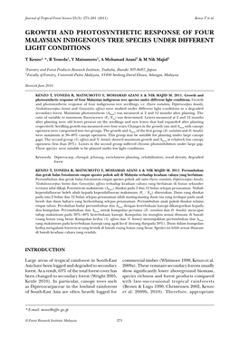 Growth and Photosynthetic Response of Four Malaysian Indigenous Tree Species Under Different Light Conditions