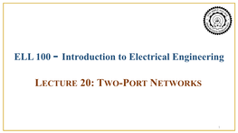 Two-Port Networks