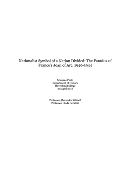 The Paradox of France's Joan of Arc, 1940-1944