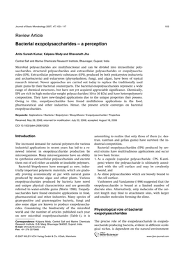 Bacterial Exopolysaccharides – a Perception