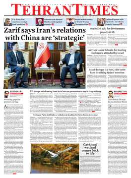 Zarif Says Iran's Relations with China Are 'Strategic'