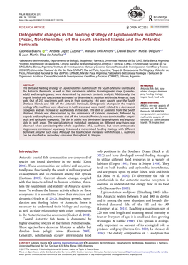 Ontogenetic Changes in the Feeding Strategy of Lepidonotothen Nudifrons