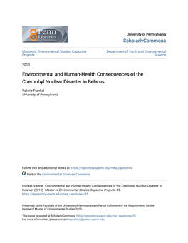 Environmental and Human-Health Consequences of the Chernobyl Nuclear Disaster in Belarus