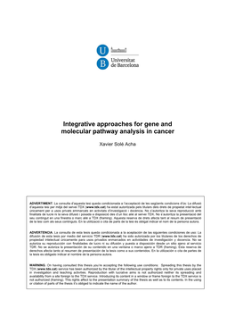 Integrative Approaches for Gene and Molecular Pathway Analysis in Cancer