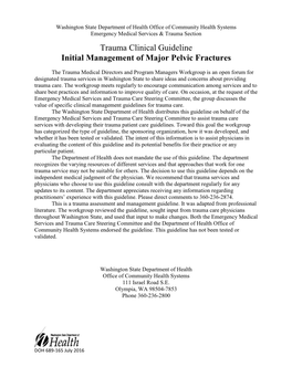 Initial Management of Major Pelvic Fractures