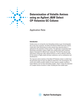 Determination of Volatile Amines Using an Agilent J&W Select CP