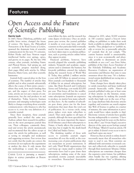 Open Access and the Future of Scientific Publishing