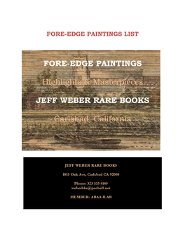 Fore-Edge Painting List January 2017