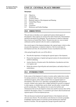 Unit 23 Central Place Theory