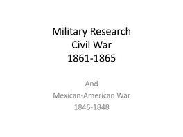 Military Research – Civil War 1861-1865