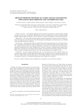 Drought Response Strategies of Clarkia Gracilis (Onagraceae) Populations from Serpentine and Nonserpentine Soils