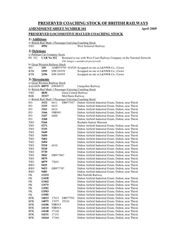 Preserved Coaching Stock of British Railways