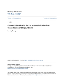 Changes in Host Use by Unionid Mussels Following River Channelization and Impoundment