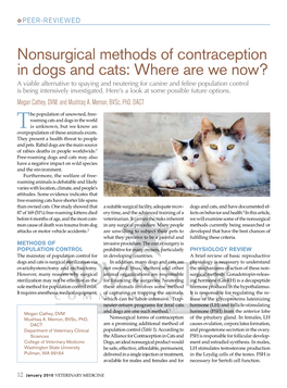 Nonsurgical Methods of Contraception in Dogs and Cats: Where Are We Now?