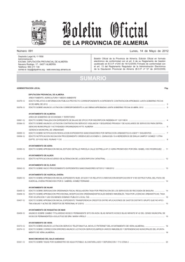 De La Provincia De Almeria Sumario