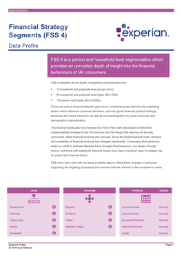 Financial Strategy Segments (FSS 4) Data Profile