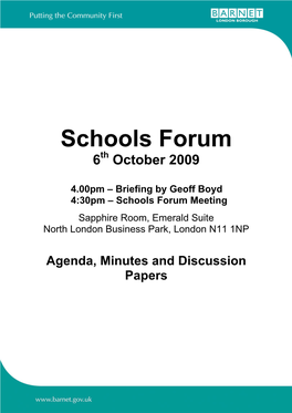Schools Forum 6Th October 2009