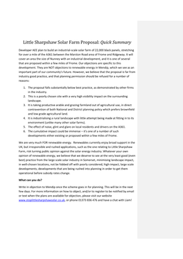 Little Sharpshaw Solar Farm Proposal: Quick Summary