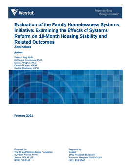 Evaluation of the Family Homelessness Systems Initiative: Examining the Effects of Systems Reform on 18-Month Housing Stability and Related Outcomes