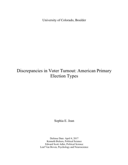 Discrepancies in Voter Turnout: American Primary Election Types