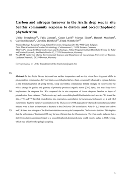 Carbon and Nitrogen Turnover in the Arctic Deep Sea