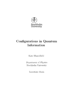 Con Gurations in Quantum Information