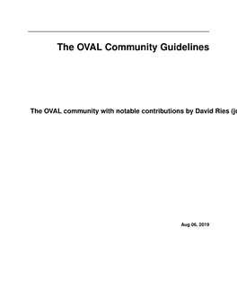 The OVAL Community Guidelines