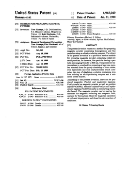 United States Patent (19) 11 Patent Number: 4,945,049 Hamaya Et Al