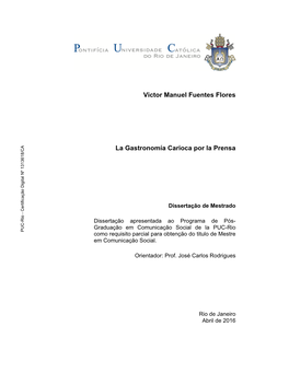 Victor Manuel Fuentes Flores La Gastronomía Carioca Por La Prensa