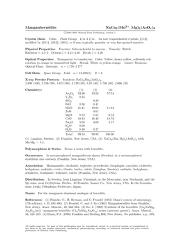 Manganberzeliite Naca2(Mn2+,Mg)2