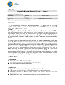 Ozone Leisure & Resorts Private Limited