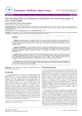 Non-Alcoholic Fatty Liver Disease As a Risk