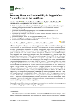 Recovery Times and Sustainability in Logged-Over Natural Forests in the Caribbean