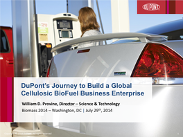 Dupont's Journey to Build a Global Cellulosic Biofuel Business