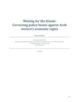 Waiting for the Bloom: Correcting Policy Biases Against Arab Women’S Economic Rights