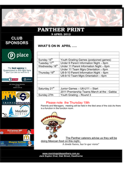 Panther Print 9 April 2012
