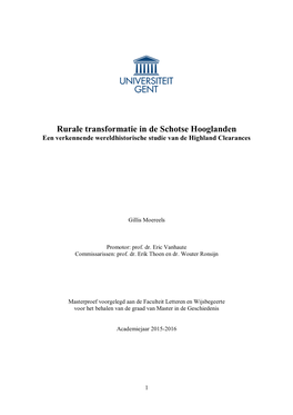 Rurale Transformatie in De Schotse Hooglanden Een Verkennende Wereldhistorische Studie Van De Highland Clearances