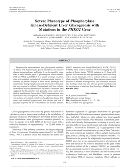 Severe Phenotype of Phosphorylase Kinase-Deficient Liver