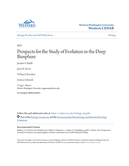 Prospects for the Study of Evolution in the Deep Biosphere Jennifer F