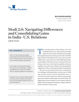 Modi 2.0: Navigating Differences and Consolidating Gains in India–U.S. Relations Jeff M