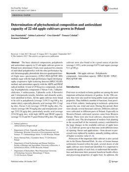 Determination of Phytochemical Composition and Antioxidant Capacity of 22 Old Apple Cultivars Grown in Poland