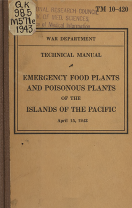 Emergency Food Plants and Poisonous Plants on the Islands of the Pacific