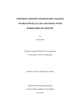 Positron Emission Tomography Imaging of Hepatocellular Carcinoma with Radiolabeled Choline