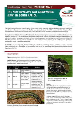 The New Invasive Fall Armyworm (Faw) in South Africa