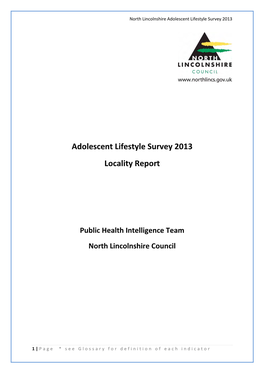 Adolescent Lifestyle Survey 2013 Locality Report