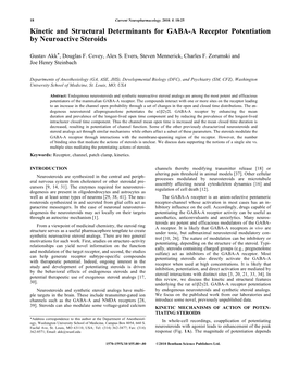 Kinetic and Structural Determinants for GABA-A Receptor Potentiation by Neuroactive Steroids