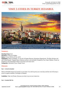 Visit 5 Cities in Turkey Istanbul