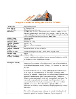 Mangerton Mountain –Margaret Lordan – “B” Walk