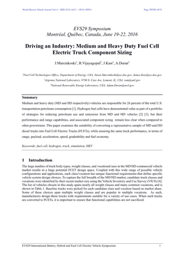 Medium and Heavy Duty Fuel Cell Electric Truck Component Sizing