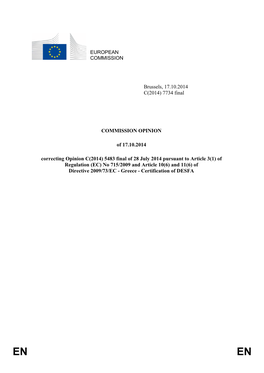 7734 Final COMMISSION OPINION of 17.10.2014 Correcting Opinion C